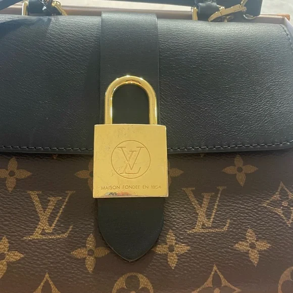 Louis Vuitton Black & Brown Monogram Lock-Front Satchel - Picture 4 of 6